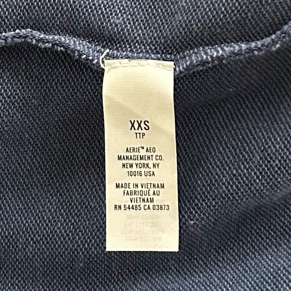 Aerie Soft Terry Fleece Long-Sleeve Lounge Shorts Romper, Blue XXS - Picture 9 of 9